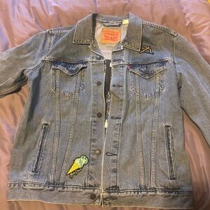 Levi's Blue Denim Jacket Bedazzled with Patches